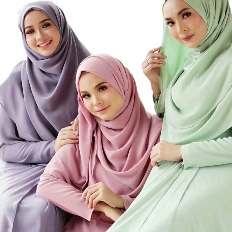 

Plain Bubble Chiffon Hijab Shawl Scarf Women 2019 Solid Color Long Shawls and Wraps Muslim Hijabs Scarves Ladies Foulard Femme