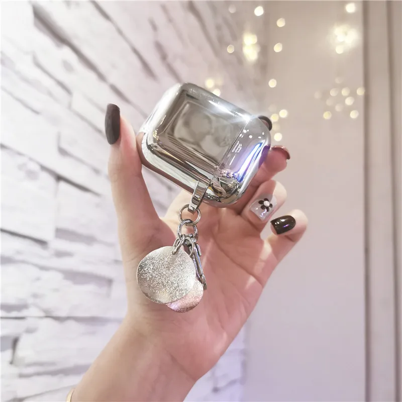 

Luxury Cute Glitter Fish Scales Keychain Plating Silicone Earphone Case For Apple Airpods Wireless Bluetooth Headset Box Cover