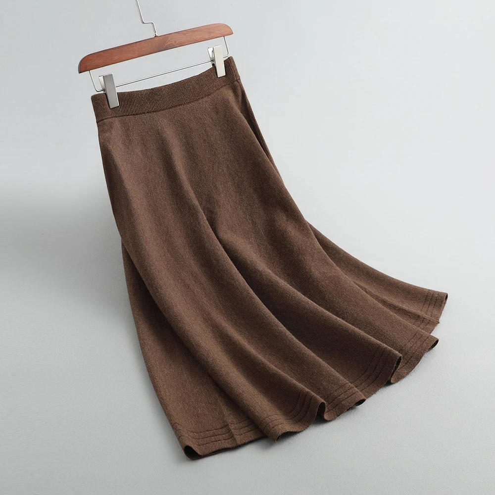 Cena Sherhure 2019 wysokiej talii z wełny z dzianiny damskie zimowe line długa spódnica Stretch w stylu Vintage kobiety jesień spódnica Faldas jupiter Femme Saia