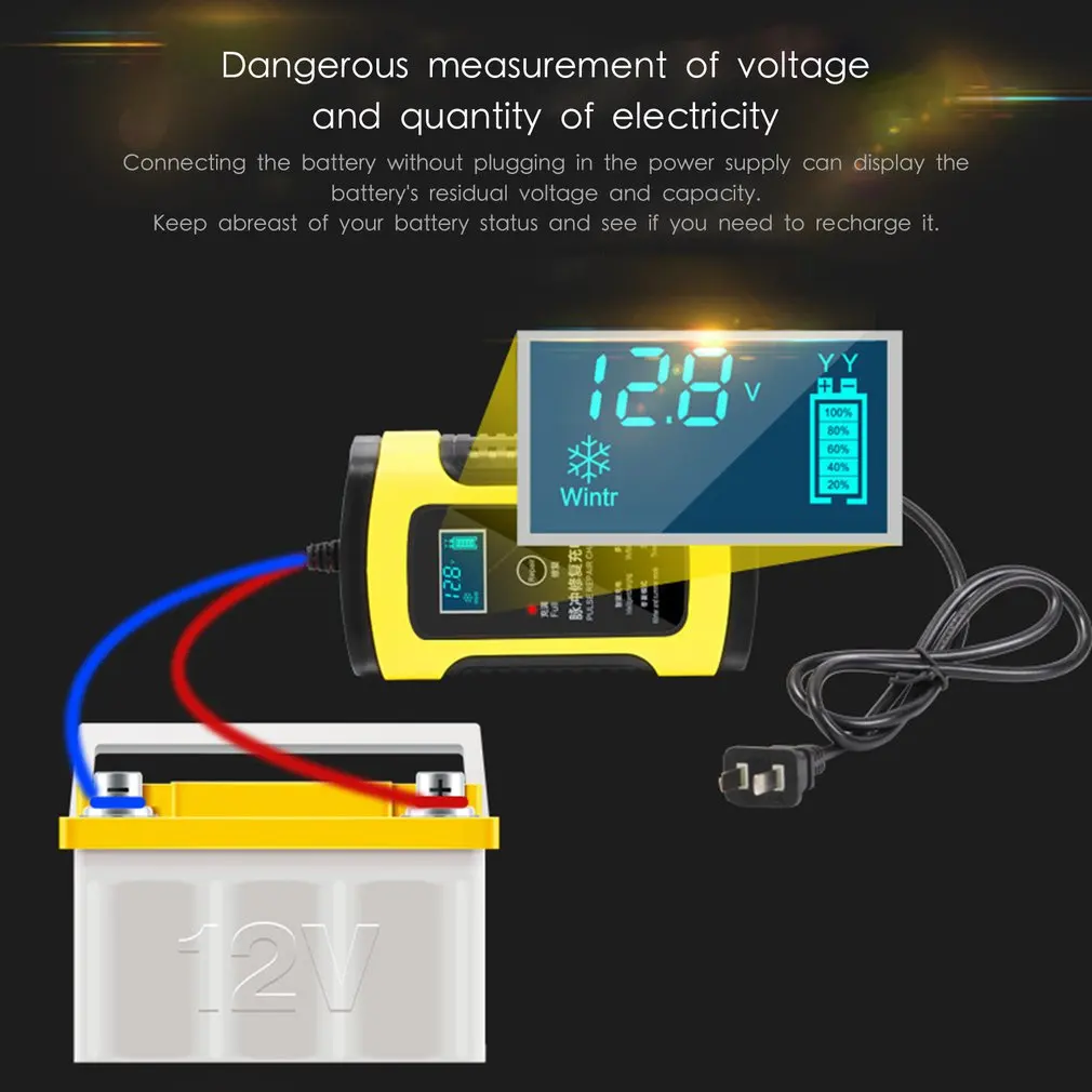 12V6A мотоциклетная батарея, полностью интеллектуальное общее обслуживание, свинцово-Кислотное зарядное устройство, аксессуары для аккумуляторов