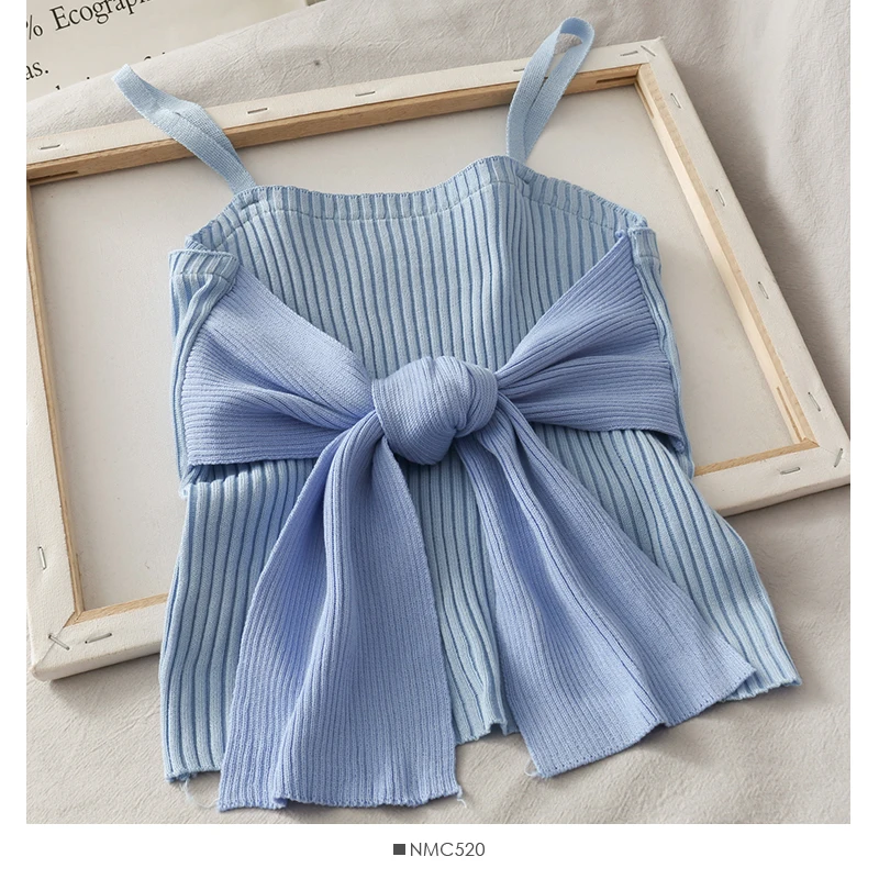 camisole bra Rings Diary Summer Spaghetti Rib Top With Front Big Bow Women Sweet Contrast Bow Tied Cute Going Out Crop Camis Top Party Top red cami