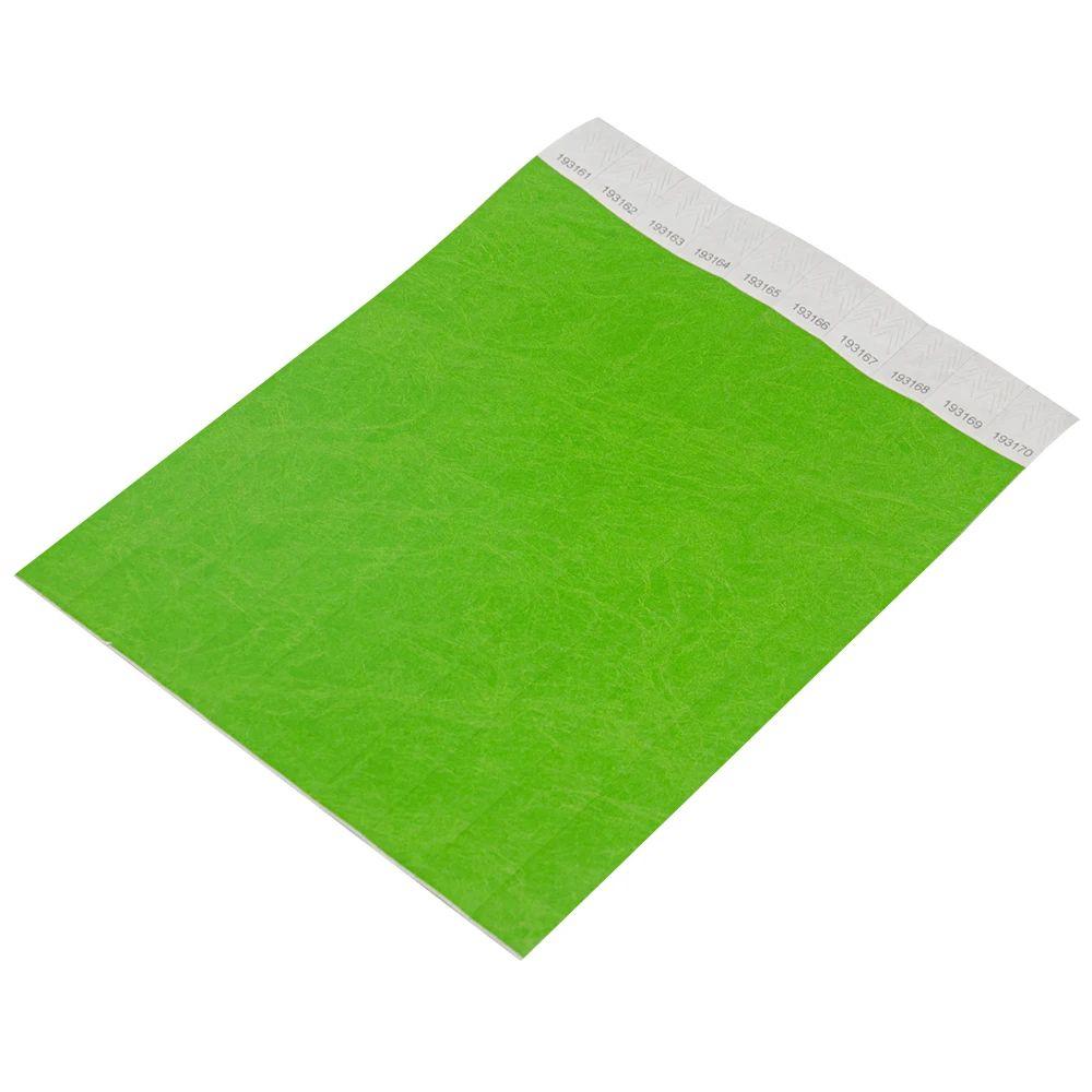 Solid NEW Green Color 3/4 inch Tyvek Wristbands with Series Numbers, ID Wristbands for Party Events, 500 Pieces