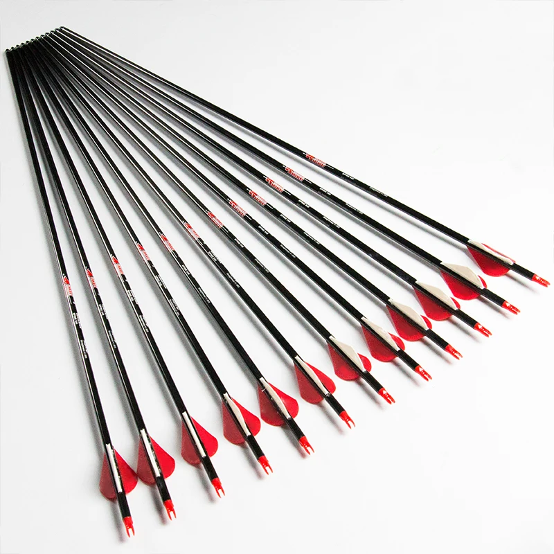Linkboy-Archery-12PCS-ID6-2mm-Spine300-800-Pure-Carbon-Arrows-2-Vanes-75gr-Point-Tips-Compound (2)