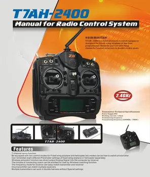 

C0165+2.4Ghz FHSS ZD T7AH-2400 7CH 7 channel Radio Control RC transmitter & receiver For Airplane Helicopter Glider
