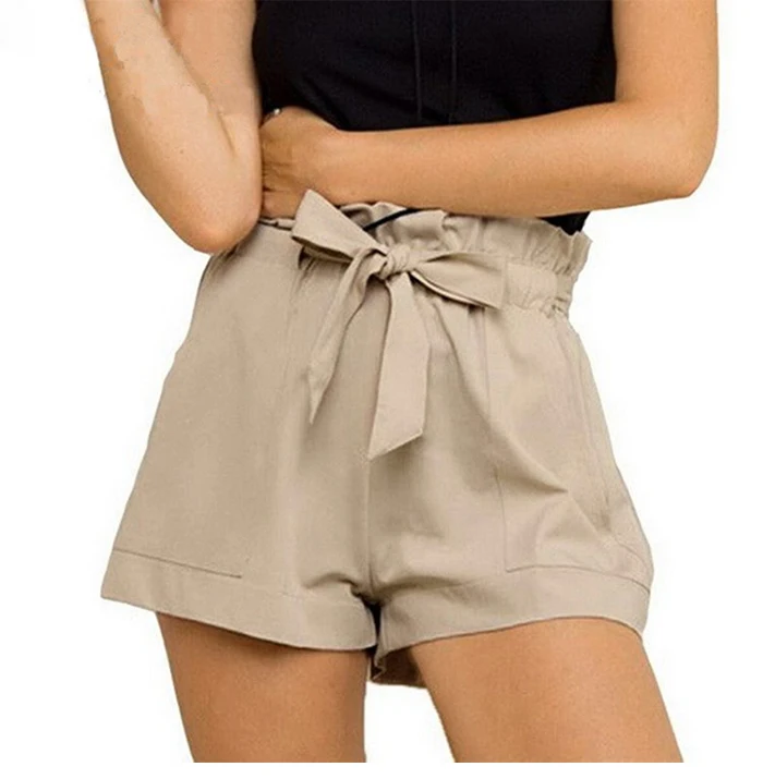 Gentillove 2019 Новая мода Высокая талия свободные короткие женские летние сексуальные шорты с бантом с поясом повседневные шорты пляжная одежда