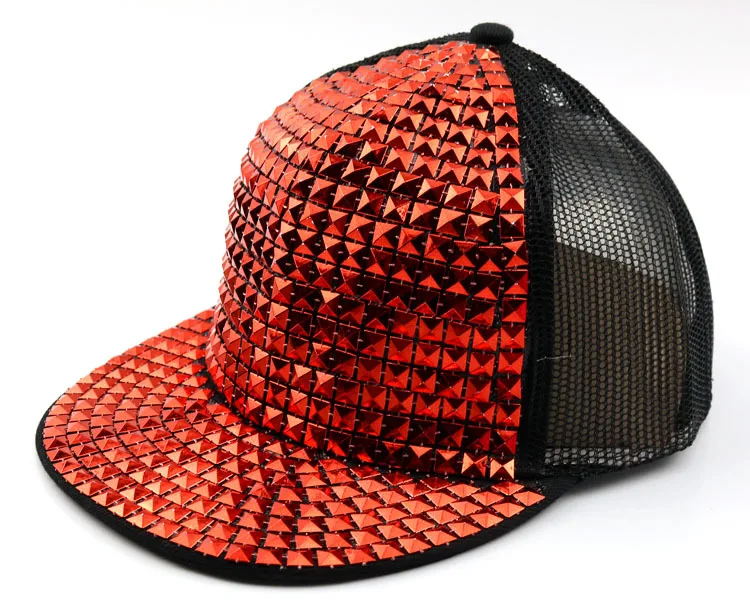 Квадратный ноготь сетки дети бейсбольная кепка s Дети GorroHiphop блёстки Snapbacks мальчиков девочек шапки черная сетчатая Кепка 50-54 см F283