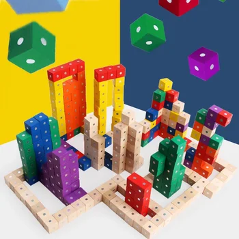 

kids educational toy montessori learning toys magnetic wooden cube improved building blocks 10pcs set 6 color available size 2cm