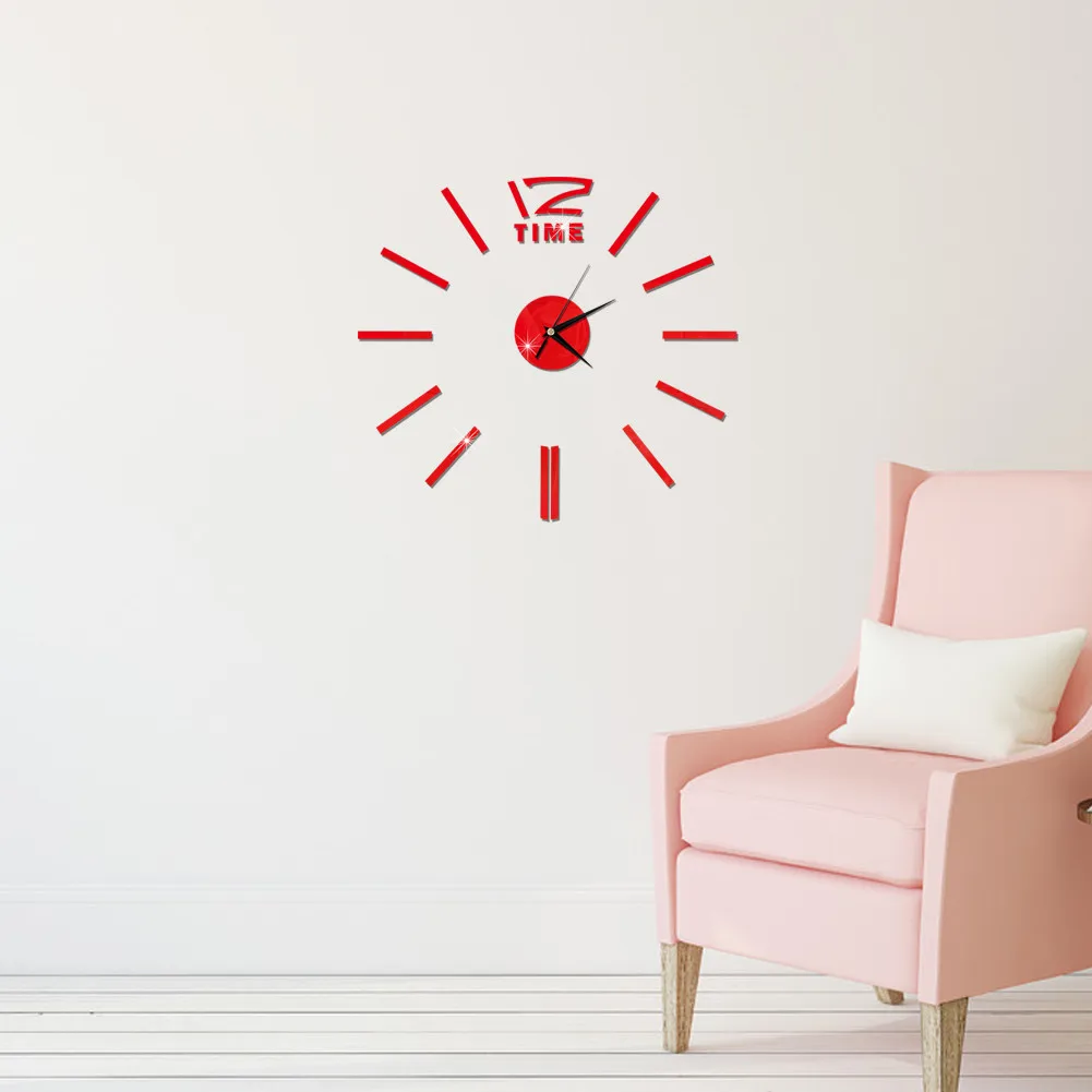 2021 New Style  Modern Large 3D Mirror Surface Wall Clock Sticker Home Office Room DIY Decor Hot 