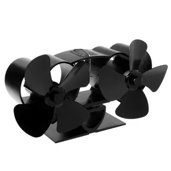 

Heat Heat Self-Powered Fireplace Stove Top Fan Quiet 8 Blades 2 Monitors Aluminum Efficiently Warm Large Room Wood Log Burner