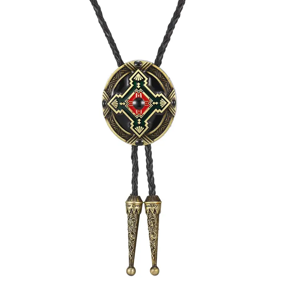 Classis Cross copper oval shape Bolo tie for woman 수제 서양 예술 인도 합금 넥타이 silvr 스타 펜타그램