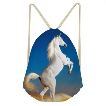 

Aulaygo Crazy Horse Print Kid Drawstring Bag Women Men Unisex 3D Cute Animal Pattern String Bags School Boys Backpacks Mochila