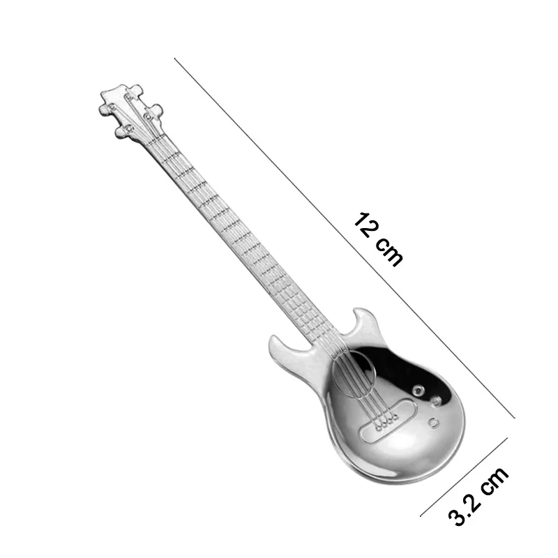 Guitare en acier inoxydable en forme de cuillère à café Love, cuillère à  thé et à café, couverts, outils à boire, accessoires de café, 1 pièce