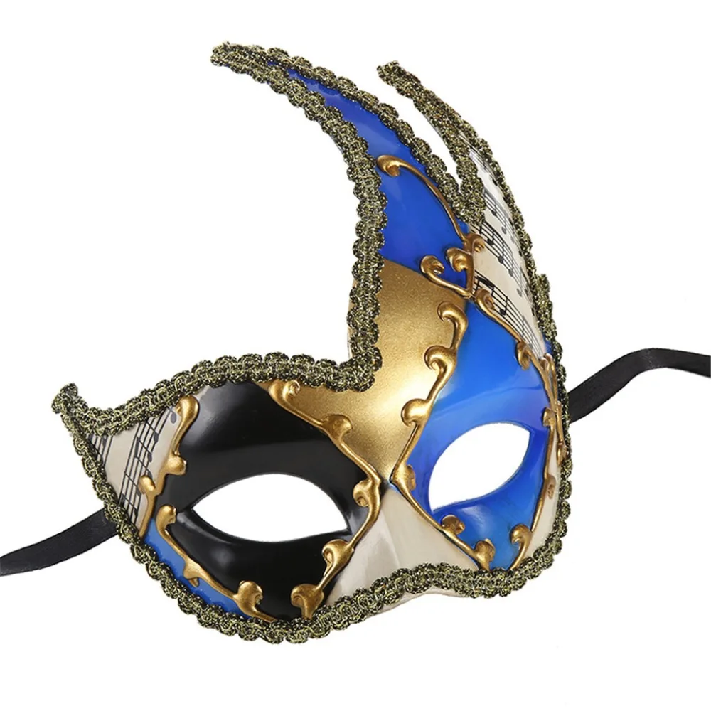 Halloween Party Gift Decoration Men Masquerade Mask Vintage Venetian Checkered Musical Party Mardi Gras Mask Mysterious Face Q3