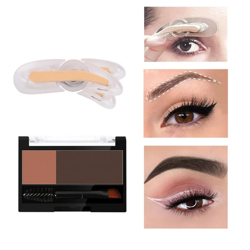New Two-color Eyebrow Powder With Adjustable Eyebrow Stamp Eyebrow Brush Eyebrow Enhancers Powder Palette Makeup Waterproof New Two-color Eyebrow Powder With Adjustable Eyebrow Stamp Eyebrow Brush Eyebrow Enhancers Powder Palette Makeup Waterproof