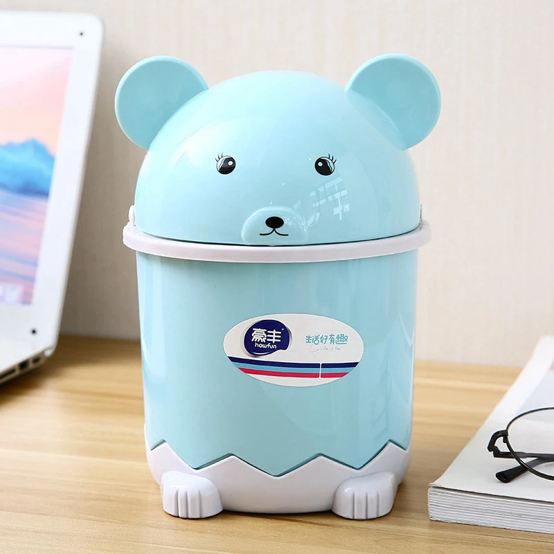 Creative Cute Desktop Trash Desktop With Lid Small Paper Basket Mini Flip Plastic Trash Can