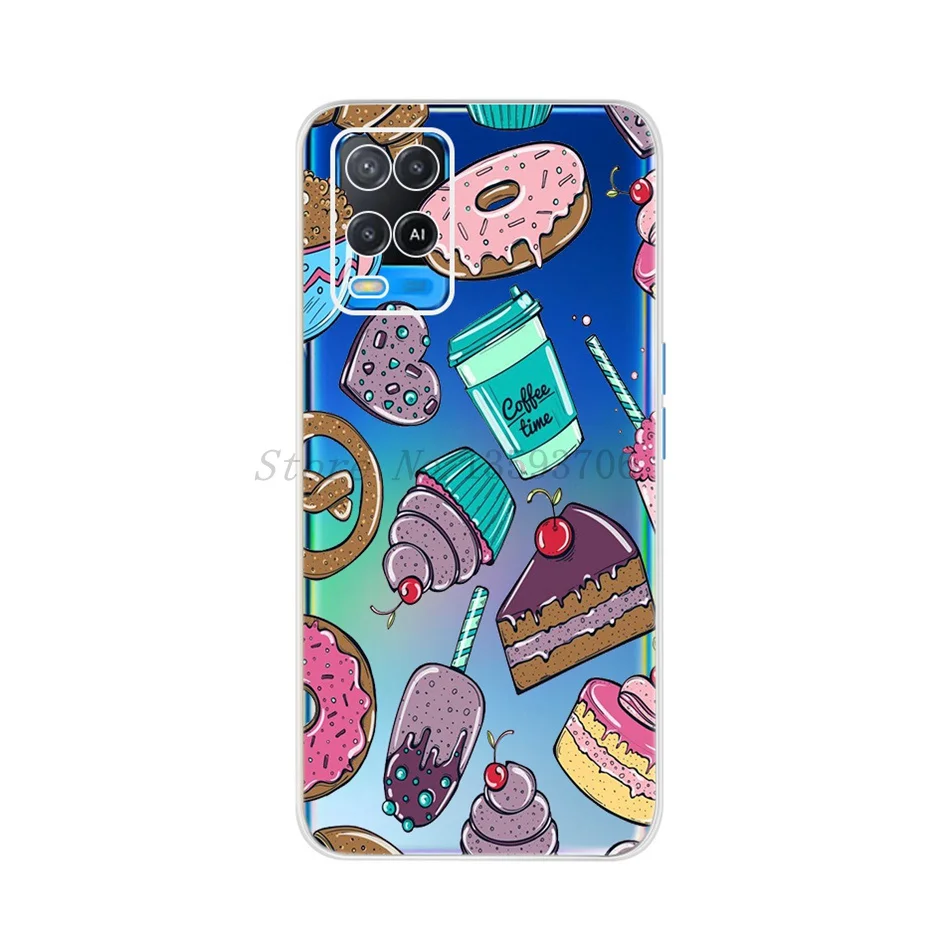 For OPPO A54 A54S Case Fashion Tulip Flower Printed TPU Soft Silicone Phone Case on For OPPOA54 A 54 S CPH2273 Back Cover Bumper best case for oppo cell phone