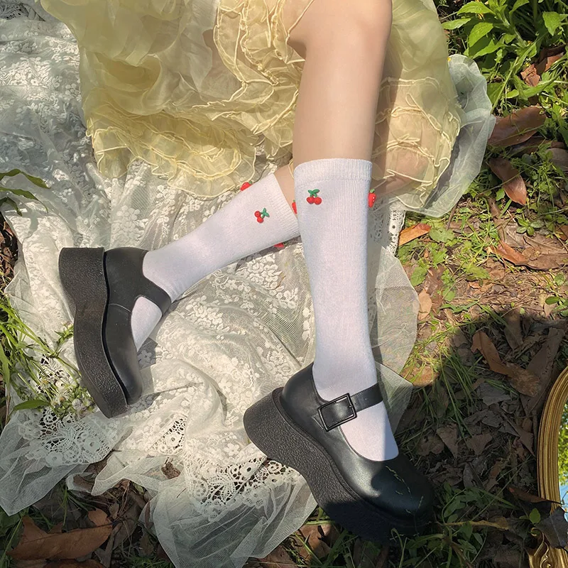 

Japanese Fun Strawberry Cherry Decoration Cotton Loose Socks Cute Sister Tube Socks Student Uniform Calf Socks