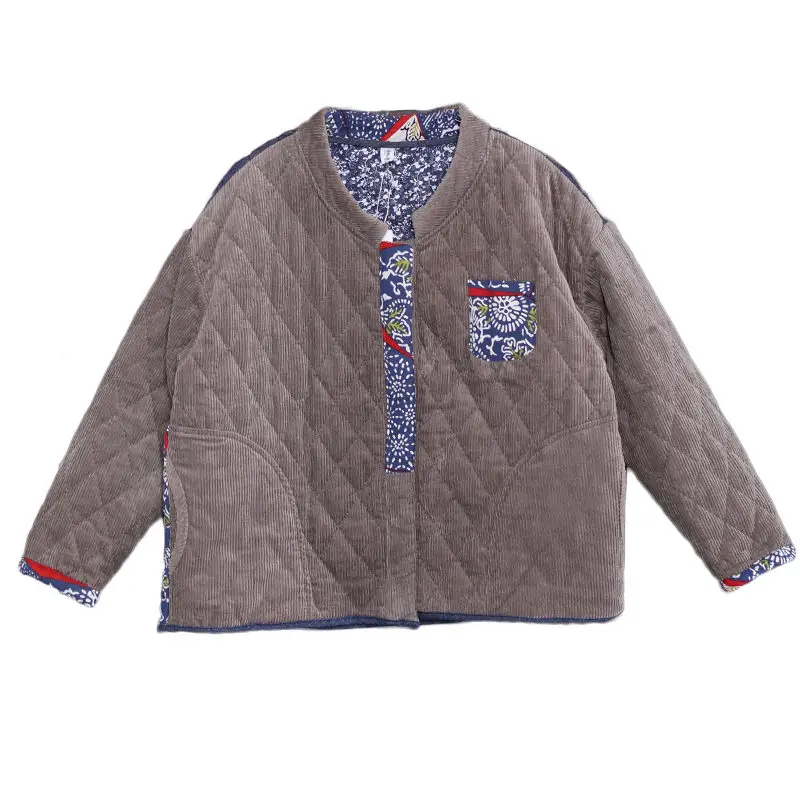 Most effective Autumn And Winter Clothes 2019 New Korean Loose Large Size Literary Fashion Corduroy Stitching Cott