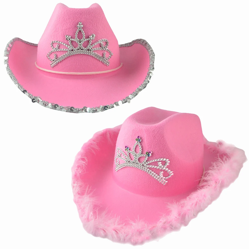 Pink Panama Hat Feathe Women's Party 