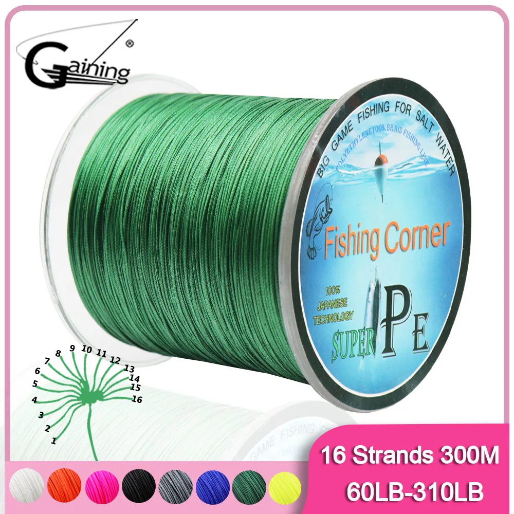 Power Fishing Wire 16 Strands Braided Fish Line 300m 500m 1000m 1500m Super  Strong Japan Multifilament Multicolor PE Braid Line