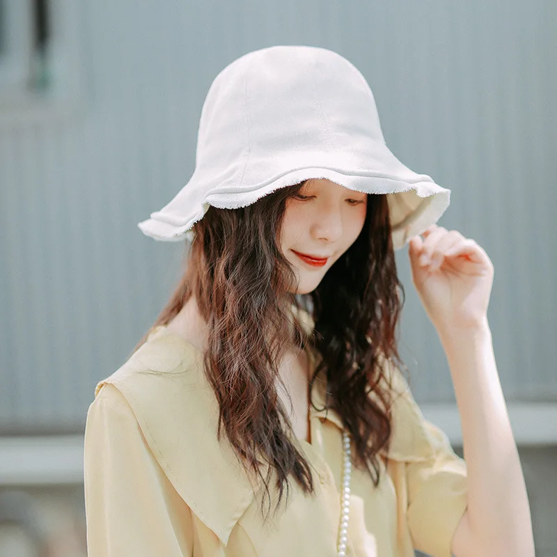 Японская хлопковая конопляная дышащая шапка с Круглым Верхом, рыбацкая шляпа, Женская милая Повседневная универсальная шляпа для бассейна, летняя Солнцезащитная шляпа