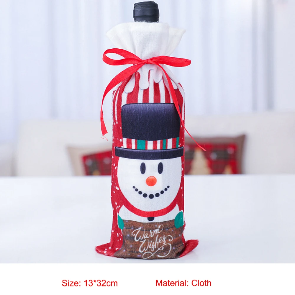 Snowman 05 44 стиль Рождественская крышка для бутылки с красным вином сумки для домашнего украшения сумки для хранения Рождественский подарок покрытие для бутылки в виде Санта-Клауса Прямая поставка - Цвет: Snowman 05
