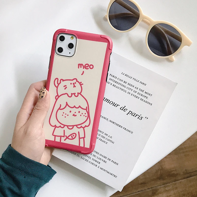 Чехлы для телефонов с милой линией для мальчиков и девочек, для iphone 11Pro Max Xs MAX XR X 7 8 plus 11 Pro, противоударный IMD мягкий чехол для задней панели