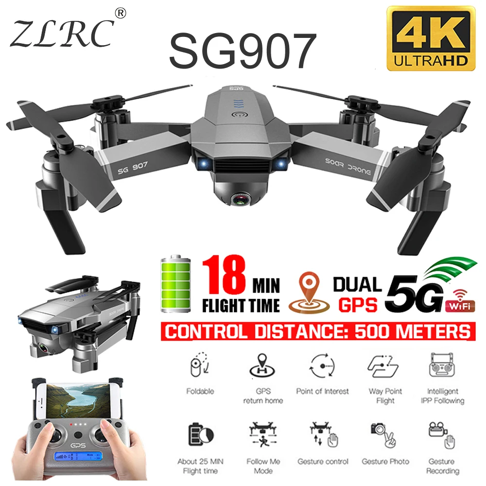 ZLRC SG907 GPS Дрон с 4K HD двойной камерой Широкий угол анти-встряхивание WIFI FPV RC