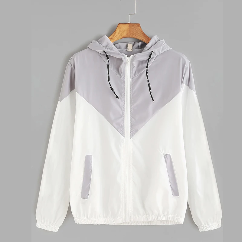 Серый S-XL Женская куртка для бега с длинным рукавом, тонкая спортивная одежда для спортзала, комбинированная куртка с капюшоном, спортивная куртка на молнии для улицы, 4 цвета - Цвет: Серый