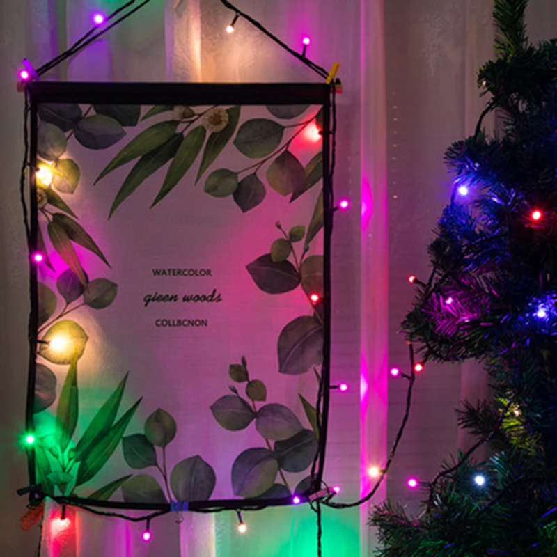 

9 meters 60 LED Christmas fairy tale skewf garland black line multi-color wedding party holiday Christmas tree decoration