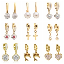 12 стилей сердце животный дизайн золотой обруч серьги для женщин дамы Дельфин Мода из нержавеющей стали висячие серьги