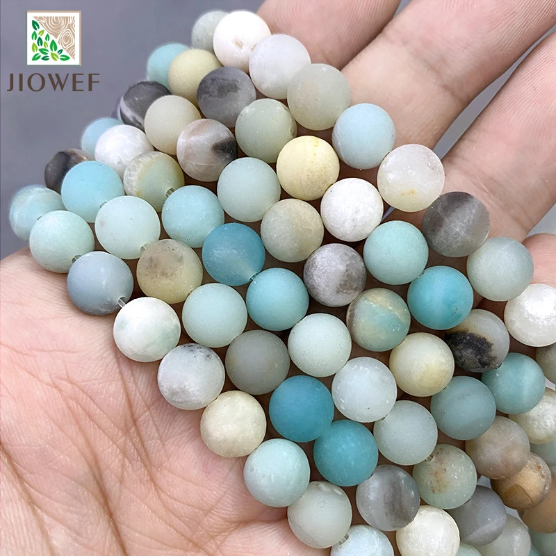 Natural Frost Matte Mixed Color Amazonite Stone Round Beads For Jewelry Making Diy Bracelet Necklace 15 Strand 4 6 8 10 12mm Jewelry Findings Components Aliexpress