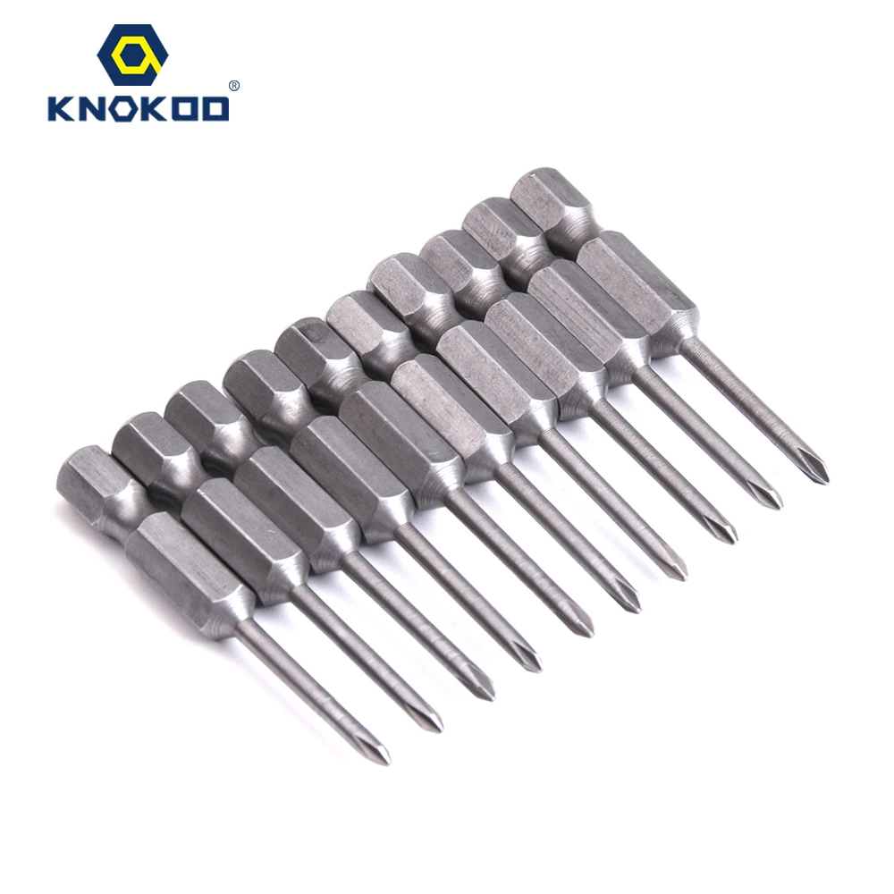 KNOKOO 1/4 Shank Screwdriver Drill Bit 50MM Length Phillips Head HEX6.35 Magnetic Screw Driver Bits 10pcs/lot