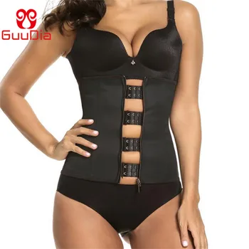 

GUUDIA Women Rubber Latex Underbust Waist Training Corsets Cincher Zip Hook Hourglass Body Shaper Weight Loss Shaper Cincher
