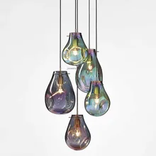 Новая нордическая лампа цветные стеклянные подвесные светильники Лофт ЖК освещение люстр великолепное домашнее украшение, подвесные светильники Кухонные светильники