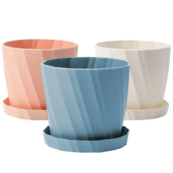 

3PCS 6.6 Inch Plant Pot Plastic Planter Colorful Succulent Pots, Plant Pots with Drainage Holes Pot for Indoor Outdoor