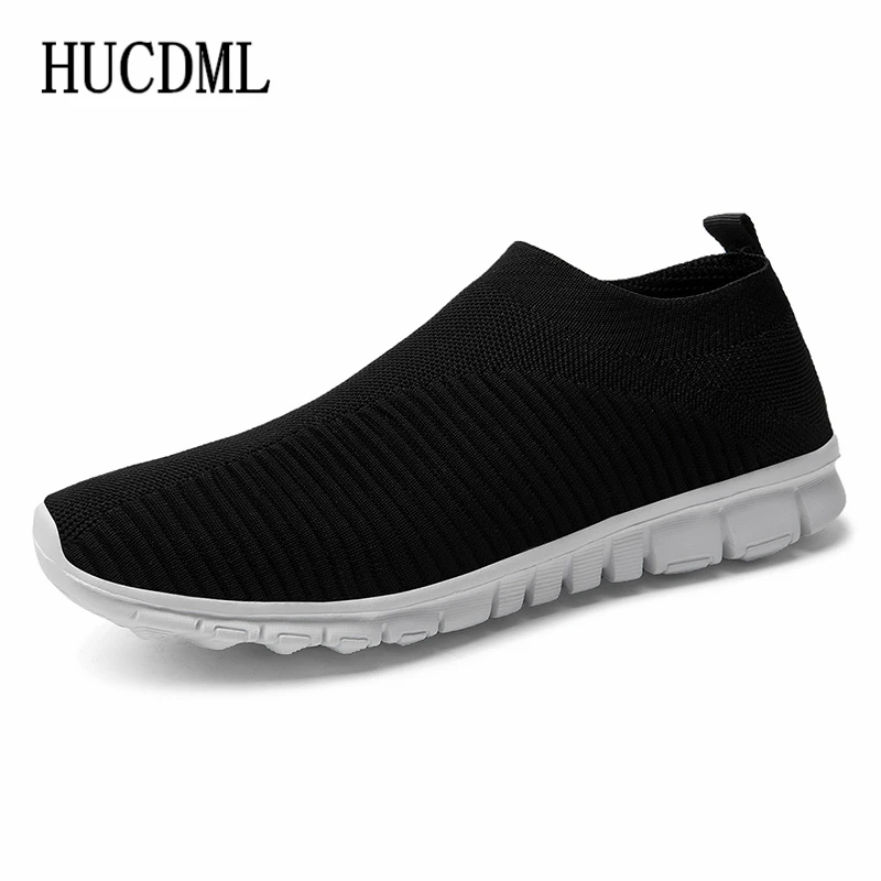 HUCDML-zapatos de malla para hombre y mujer, zapatillas transpirables Unisex, gran oferta, zapatos casuales cómodos, calcetines planos, ultraligeros, color negro
