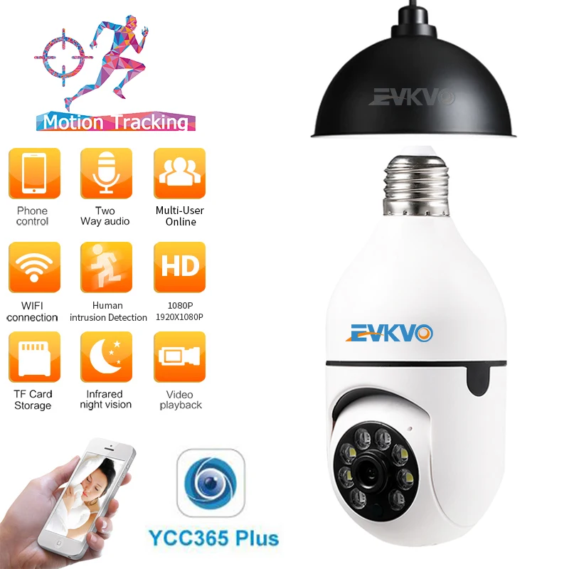 

3MP E27 WiFi IP Camera 4X Zoom Wifi Camera IP Wireless Mini PTZ Auto Tracking 360 Degree Home Speed CCTV Camera Baby Monitor