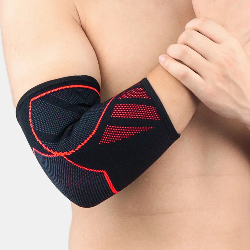 New Knitting Elbow Support Elastic Gym Sport Elbow Protective Pad Absorb Sweat Sport Basketball Training Arm Sleeve Elbow Brace - Цвет: Красный
