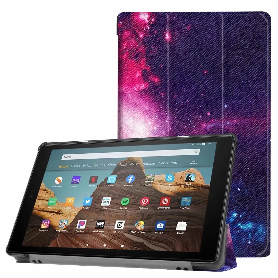 Тонкий чехол для Amazon Kindle Fire HD 10 9 поколения, смарт-чехол для планшета Kindle Fire HD 10, чехол 10,0 дюйма+ пленка+ стилус