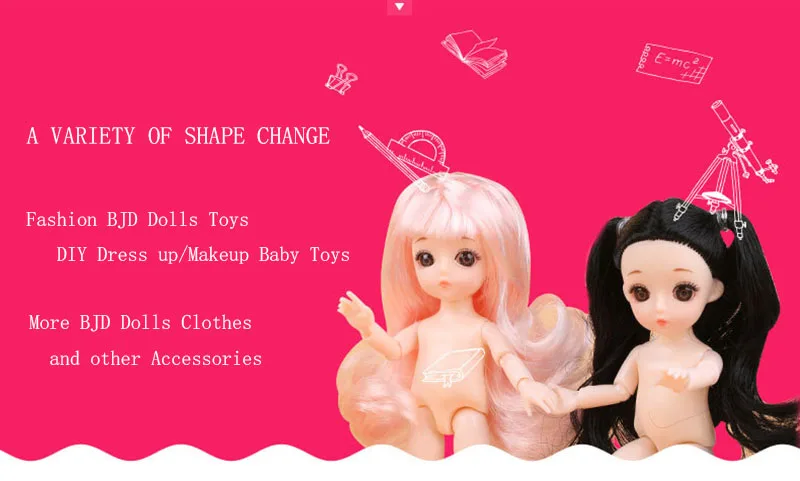 13 совместный подвижный BJD Детские куклы игрушки 1/8 17 см милые оригинальные куклы принцессы косметика "сделай сам" одеваются голые обнаженные куклы BJD для девочек