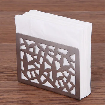 

Stainless Steel Vertical Napkin Clip Tissue Holder Cutlery Floral Hollow-Out Design Table Decoration Tissue Box