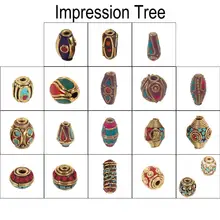 Импрессия дерево ретро в виде бочки, ручной работы непальские Бусины бусины в тибетском стиле медь и глина для изготовления ювелирных изделий DIY 27143