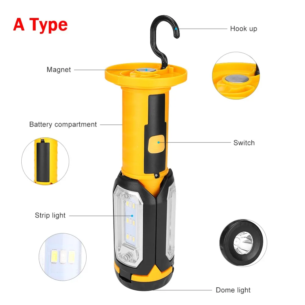 SMD светодиодный складной флэш-светильник фонарь USB перезаряжаемый портативный фонарь рабочий светильник Магнитный Подвесной Фонарь с крюком для улицы