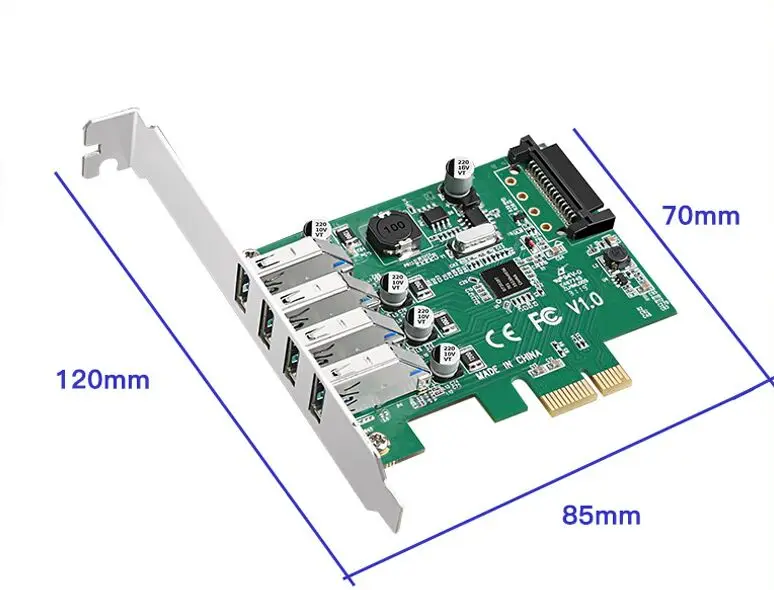 Высокое качество 5 Гбит/с 4 порта USB 3,0 концентратор для PCI-E PCI express 1X расширения Riser Card с SATA разъем питания