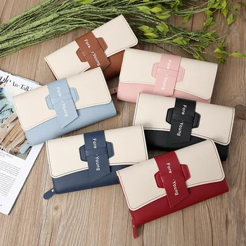 

New style simple personality long women wallet three-fold women's clutch large capacity mobile phone bag women purse