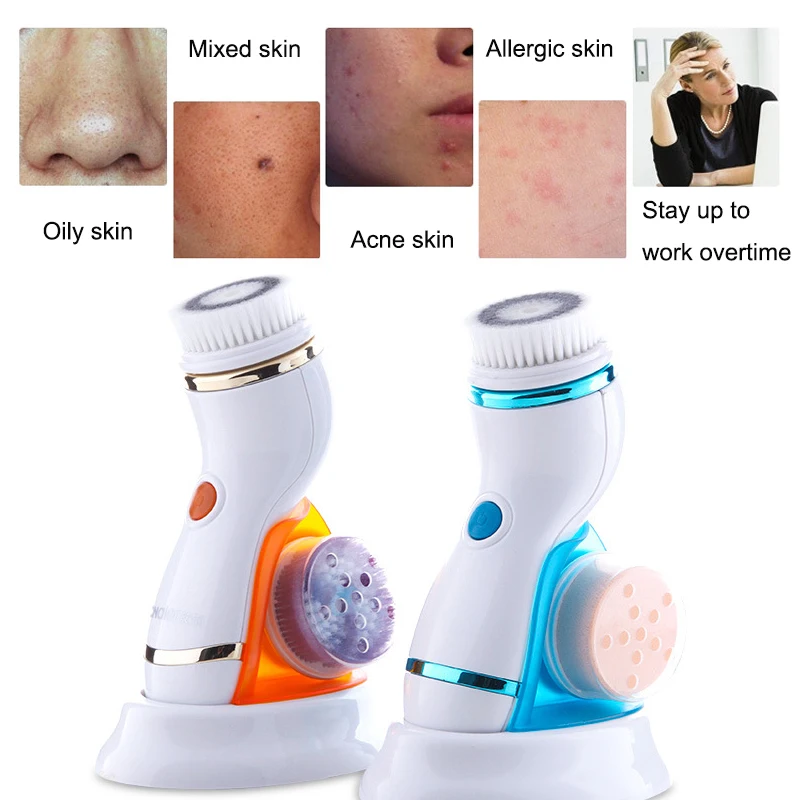 Rechargable Electric Face Cleansing Brush Facial Exfoliation Pore Cleaner Facial Washing Cleaning Brush Skin Care Wash Machine 3