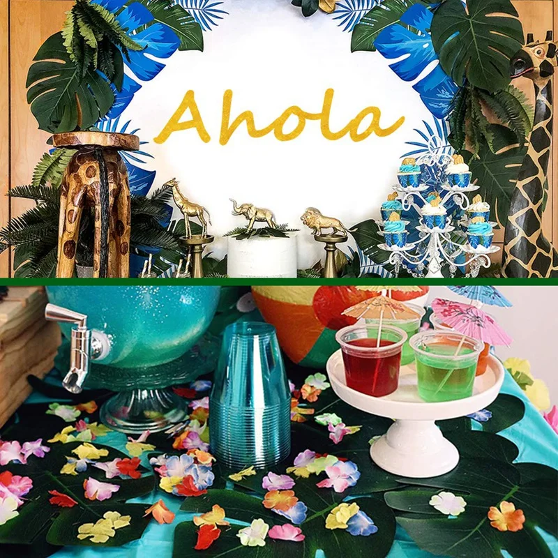 90 шт. искусственные листья Luau вечерние украшения Monstera поддельные большие зеленые листья для Гавайских украшения джунгли пляж день рождения