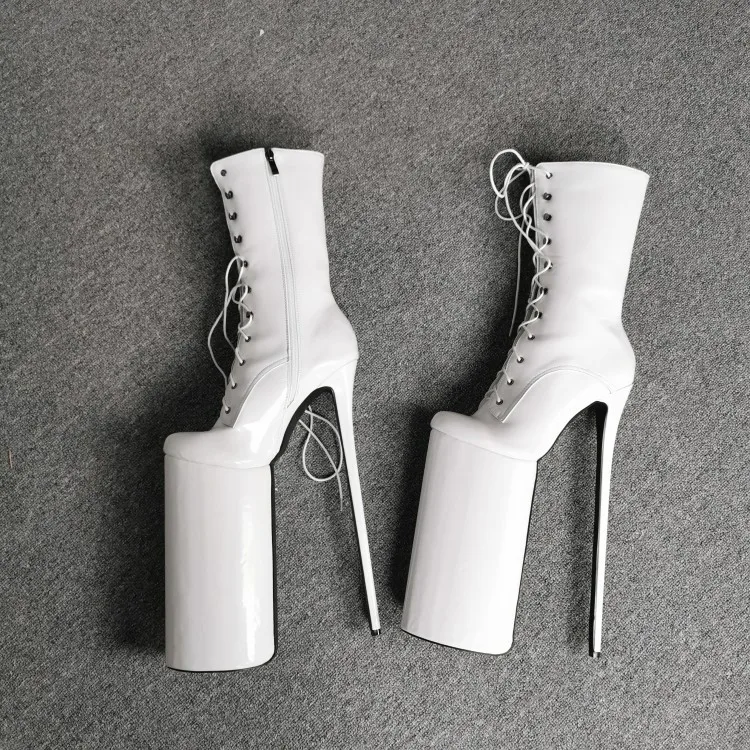 Yolm/Новое поступление, женские ботильоны на платформе ботинки на высоком каблуке-шпильке белые туфли с круглым носком для ночного клуба женская обувь, большие американские размеры 5-15