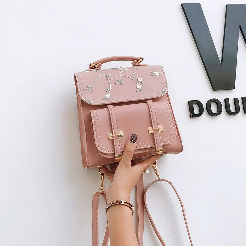 Lace Embroidered PU Shoulder Bag 2020 New Style Backpack Handbag School | Багаж и сумки